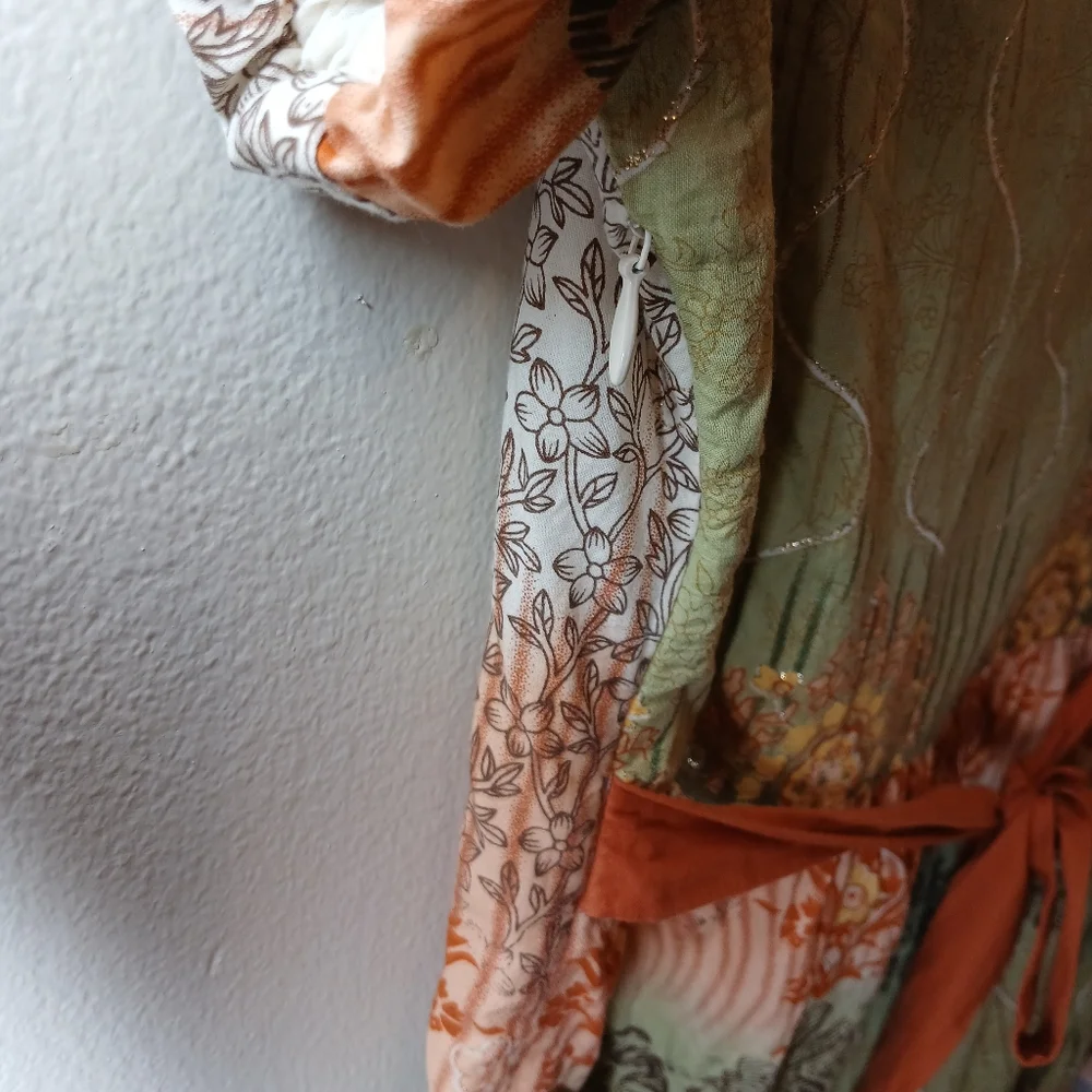 Aryeh Multicolor Boho Print Dress | Square Neck, Puff Sleeve | Size S - Picture 4 of 15